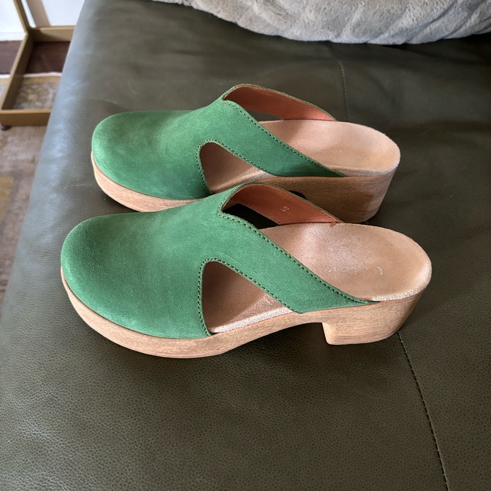 Green Suede Women's Mules